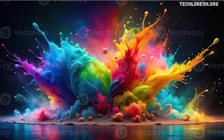 Stylish Name Art Dual Photo Editing with Colorful Splash Background